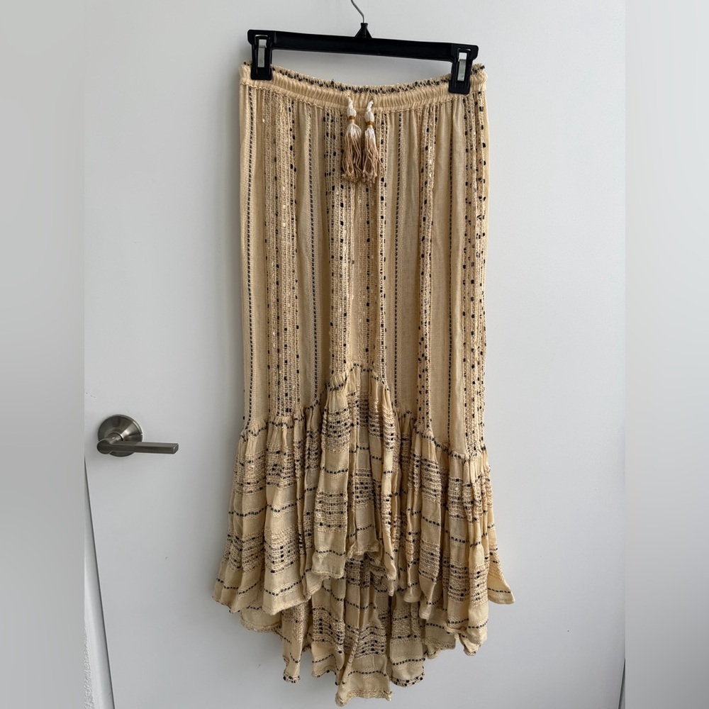 Surf Gypsy Cream Beaded Maxi Skirt